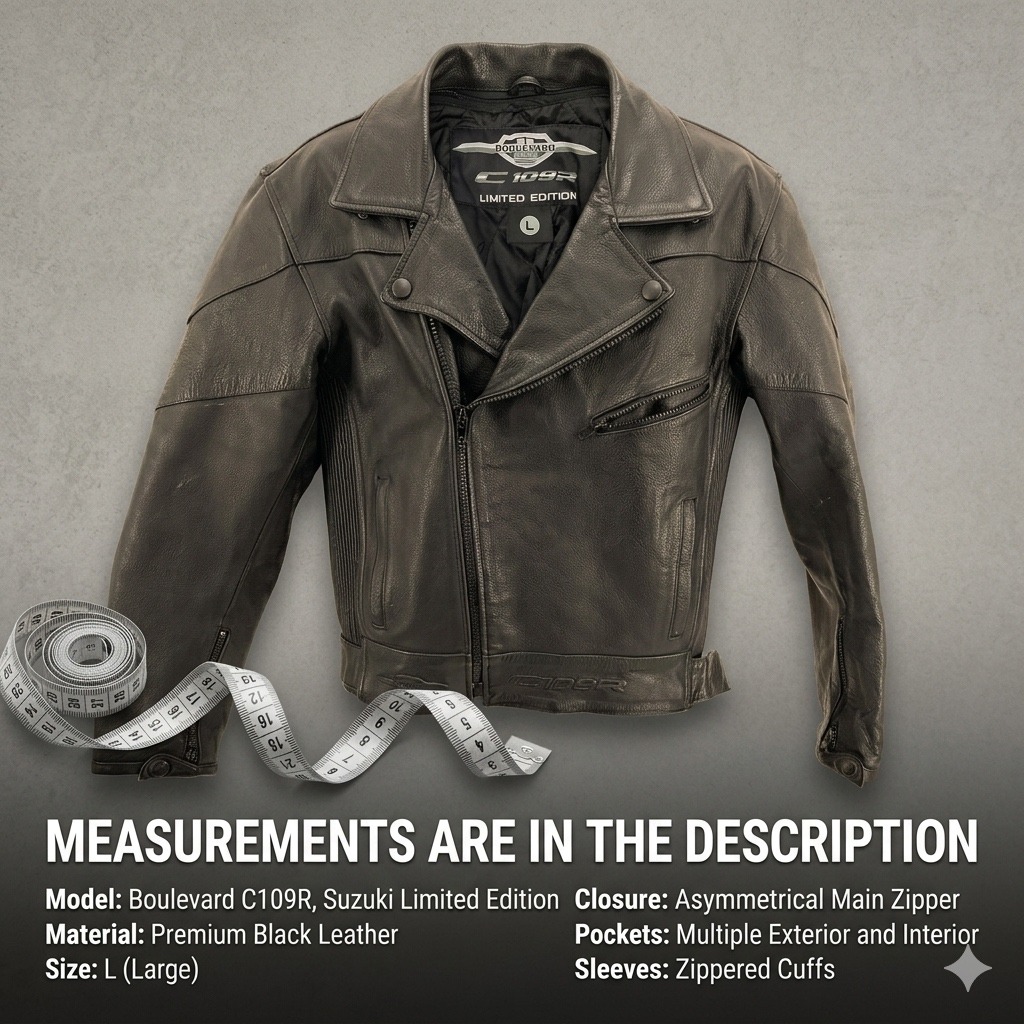 Suzuki Boulevard C109r Limited Edition Leather Motorcycle Jacket Men's Large L